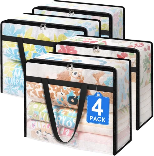 Miniatura 9 de TasticTotes Paquete de 6 bolsas de almacenamiento transparentes para edredón, ropa y ropa de cama, almacenamiento de mantas de plástico