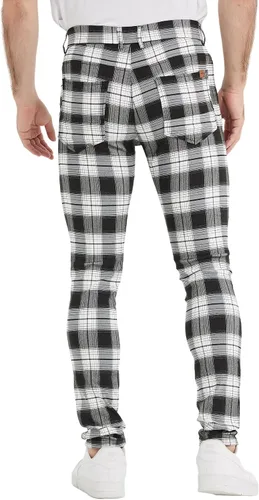 Miniatura 2 de Plaid&Plain Pantalones a cuadros para hombre, pantalones de vestir ajustados para hombre, pantalones chinos ajustados para hombre