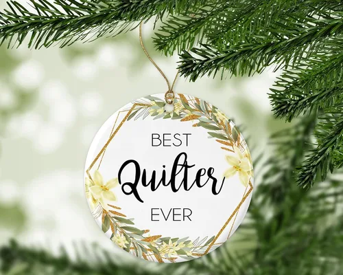 Miniatura 3 de Quilter Adorno de Navidad – Regalo de adorno de Navidad para Quilter – El mejor quilter del mundo – Mejor quilter – Regalos de edredón impresos