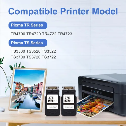 Miniatura 2 de Cartucho de tinta negro PG-275 de reemplazo para impresoras Canon 275 Tinta negra Cannon 275 Tinta PG-275XL 275XL Cartuchos de tinta para impresoras