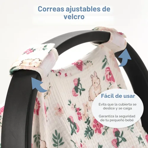 Miniatura 5 de SERAPHY Fundas de asiento de automóvil 100% muselina de algodón para bebés, funda universal para asiento de automóvil de bebé, fundas de dosel