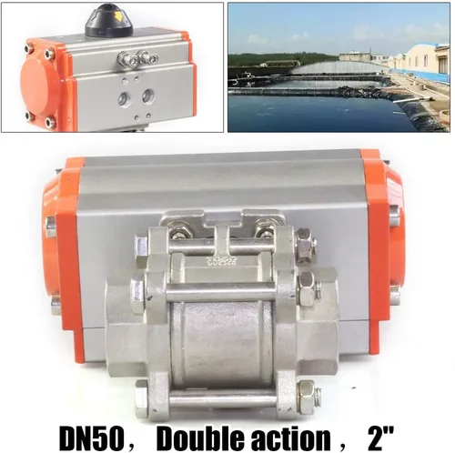 Miniatura 2 de Válvula de bola neumática de doble efecto de 3 piezas de 2 pulgadas, Industrias químicas de vapor de aire Actuador de válvula neumática Actuador