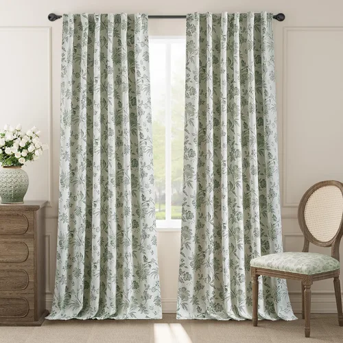 Miniatura 13 de jinchan Cortinas Opacas Florales para Dormitorio, 63 Pulgadas de Largo Cortinas Opacas con Estampado de Flores, Estilo Campo Francés con Pestañas