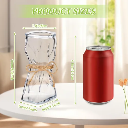 Miniatura 7 de LemonRoad Paquete de 12 pequeñas bolsas de vidrio con forma irregular, florero de flores de vidrio para flores, lindo jardín para boda, sala