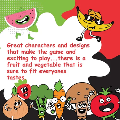 Miniatura 5 de Juegos Fruit War, un juego familiar que es un giro en el clásico juego de cartas de guerra, con juego más rápido, batallas intensas y personajes