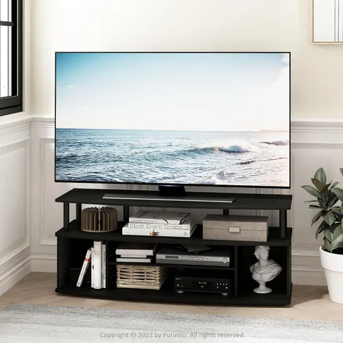 Miniatura 3 de Furinno Jaya - Mueble grande para centro de entretenimiento/TV de hasta 55 pulgadas, color ámbar pino/negro