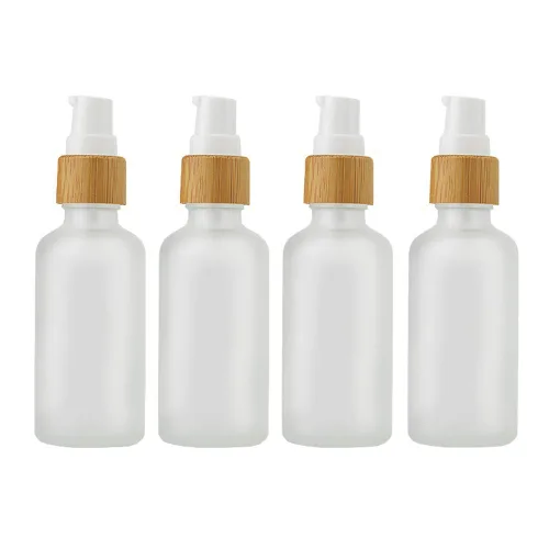 4 botellas de loción de vidrio esmerilado, botellas de bomba de viaje, dispensador de crema cosmética, botella dispensadora para loción, mezclas de