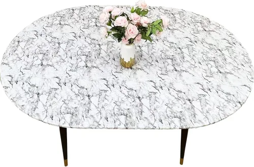 Miniatura 53 de Pioggia Mantel redondo de vinilo ajustable con reverso de franela, mantel elástico, impermeable, a prueba de aceite, mantel de plástico ideal
