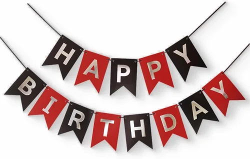 Cartel de feliz cumpleaños de color rojo, plateado y negro, decoración para niños, niñas, hombres y mujeres, aniversario, fiesta de cumpleaños,
