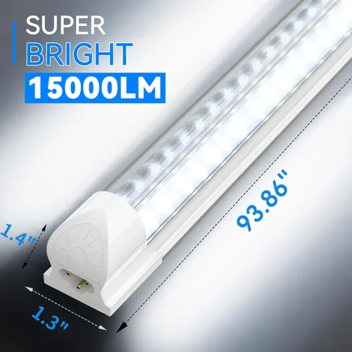 Miniatura 5 de SHOPLED Luz LED de tienda de 8 pies, 100 W, 15000 lúmenes, 5000 K, luz blanca, en forma de V, tubo LED T8, luces LED de tienda de 8 pies