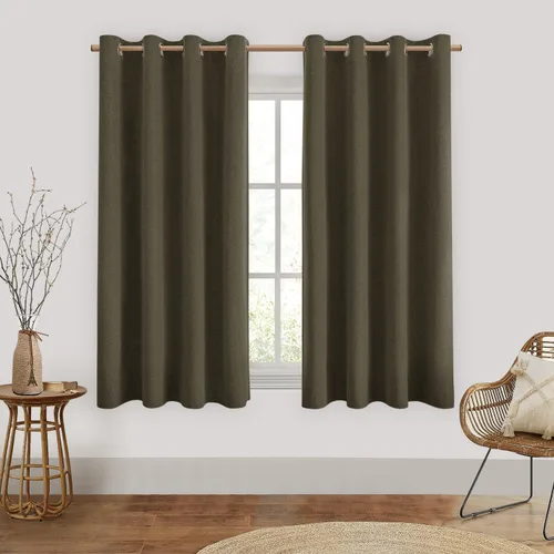 Miniatura 15 de Homeideas Cortinas Rosa Claro 100% Opacas de 84 Pulgadas de Largo, Gruesas Cortinas de Lino Sintético/Mezcla de Lino Texturizadas, Lindas Cortinas