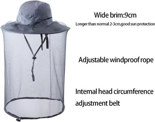 Miniatura 5 de Sombrero de red para la cabeza, apicultor de apicultura, velo, sombrero de malla de caza, gorra de capó de capó de atrapador de abejas, disfraz