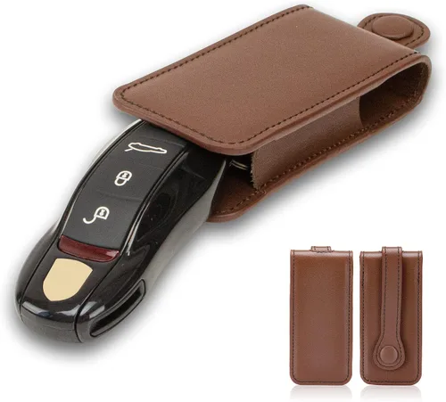 Miniatura 15 de AeroBon Funda de Cuero Genuino para Llaves Bolsa de Cuero para Llaves Compatible con Llavero Porsche (Beige)