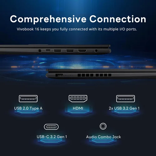 Miniatura 9 de ASUS Vivobook - Laptop WUXGA de 16 pulgadas, Intel i7-1355U, RAM DDR4 de 16 GB, gráficos Intel Iris Xe, almacenamiento de 1.5 TB