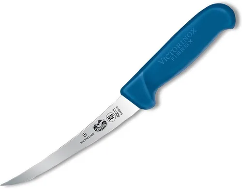 Victorinox - Cuchillo deshuesador curvado con hoja semirrígida Fibrox Pro, mango de fibrox Azul