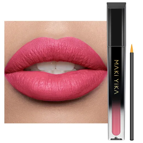 Miniatura 15 de MAKI YIKA Lápiz labial rojo burdeos para mujer, pintalabios de larga duración, sin manchas, mate, líquido, a prueba de transferencia, sin crueldad
