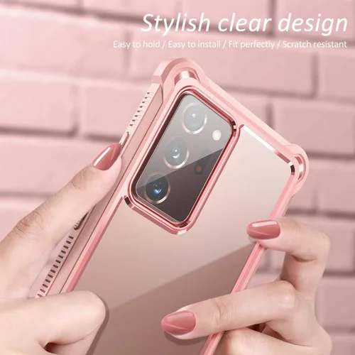 Miniatura 7 de Dexnor Funda para Galaxy Note 20 Ultra con Protector de Pantalla Transparente Metal Electrochapado 360 Cuerpo Completo Resistente Protectora Rosa