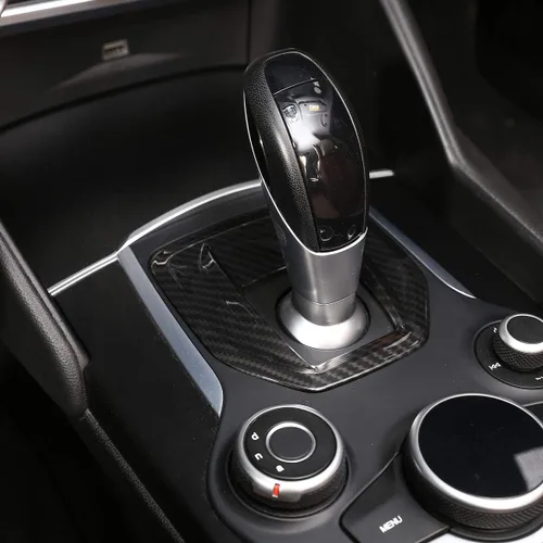Miniatura 3 de Pieza de repuesto de fibra de carbono ABS para Alfa Romeo Giulia Stelvio 2017 2018 2019 Interior del coche consola central cambio panel cubierta