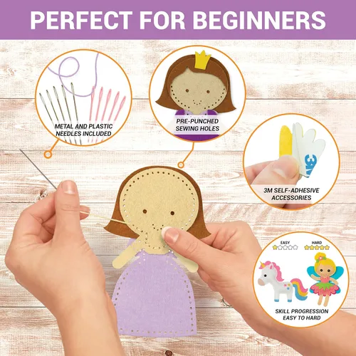 Miniatura 4 de Craftorama Kit de costura para niños, divertido y educativo juego de manualidades de cuento de hadas para niños y niñas de 7 a 12 años, kit