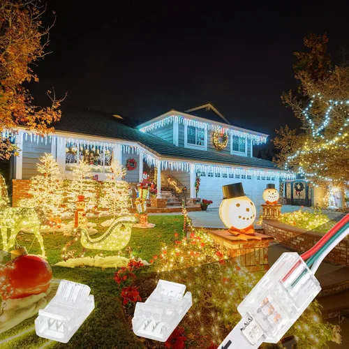 Miniatura 7 de Flutesan 20 piezas 3 pines 10mm conectores de tira de luz LED sin soldadura, conectores de iluminación de pista transparente para tira de luz RGB