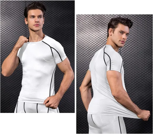 Miniatura 7 de WRAGCFM Men's Compression Shirts Short Sleeve Athletic Workout Undershirts Quick Dry Base Layer Sports T-Shirts Running Tops