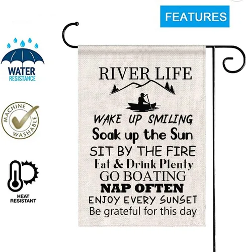 Miniatura 3 de POFULL River House Life Better Garden Yard Banderas – Regalo de cabaña, regalo de inauguración de la casa de montaña (bandera de vida)