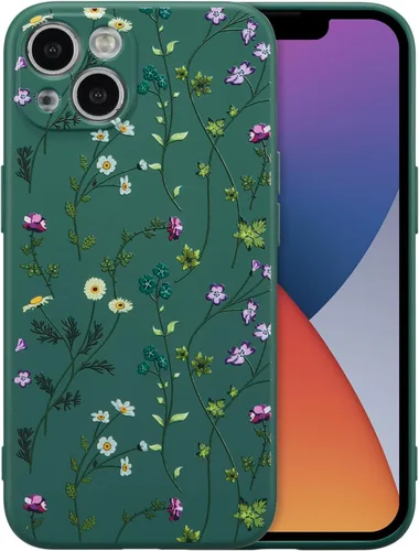 Miniatura 97 de RALEAVO Funda Floral para iPhone 12, Cubierta de Silicona Líquida con Bonito Patrón de Rama de Flores para Niñas y Mujeres, Funda Protectora de Goma