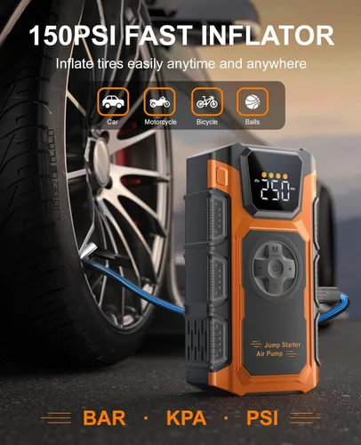 Miniatura 3 de Arrancador con compresor de aire, cargador de batería de coche 5500A, caja de arranque de potencia 12V para vehículos