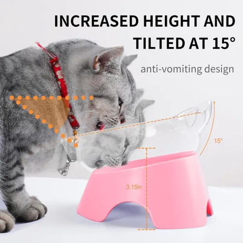 Miniatura 2 de MILIFUN Cuencos elevados de comida para gatos con soporte, platos para gatos para comida o agua, cuenco inclinado, plato para mascotas con soporte
