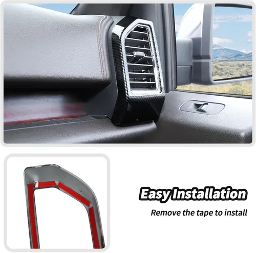 Miniatura 7 de 2 unids/set tablero de aire acondicionado cubierta de ventilación Trim para Ford F150 2015 2016 2017 2018 2019 2020 Accesorios interiores