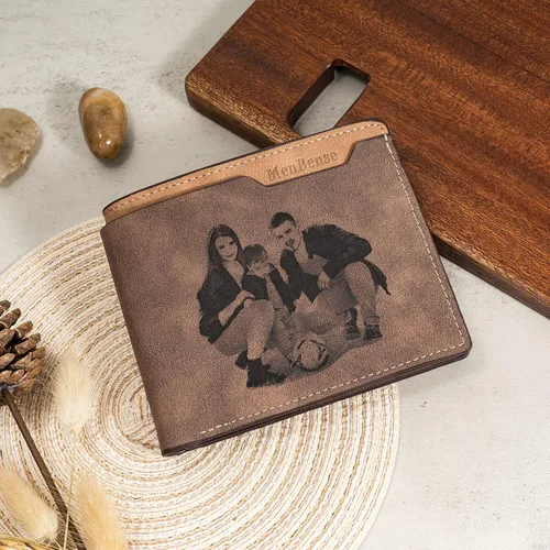 Miniatura 3 de K KENON Cartera para mamá hijo Cartera de cuero grabada para hombre, el regalo perfecto personalizado para hijo de mamá y papá