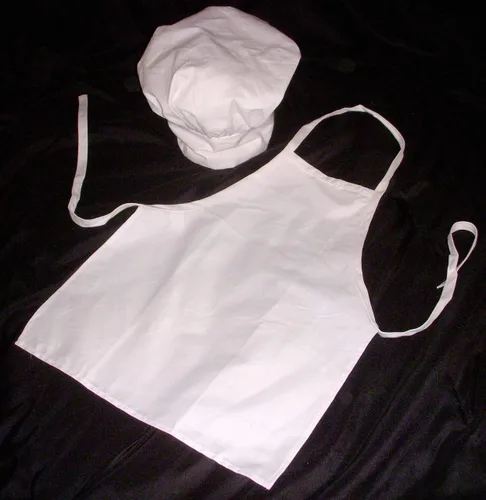 Miniatura 3 de Conjunto de delantal y sombrero de chef blanco para niños, Blanco