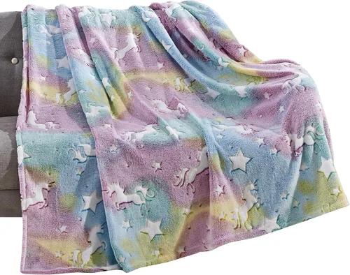 Miniatura 10 de Elegant Comfort Manta ligera que brilla en la oscuridad, ultra suave, mullida y acogedora, manta luminosa decorativa para todas las estaciones