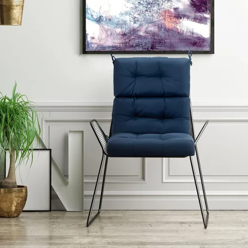 Miniatura 2 de Tangkula Cojín para silla de respaldo alto para patio, almohadillas de asiento para silla con lazos antideslizantes, cojines de repuesto