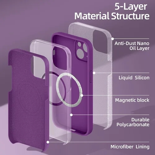 Miniatura 2 de Dssairo Funda magnética para iPhone 14, con 2 protectores de pantalla, silicona líquida mejorada, protección de cámara mejorada, protección