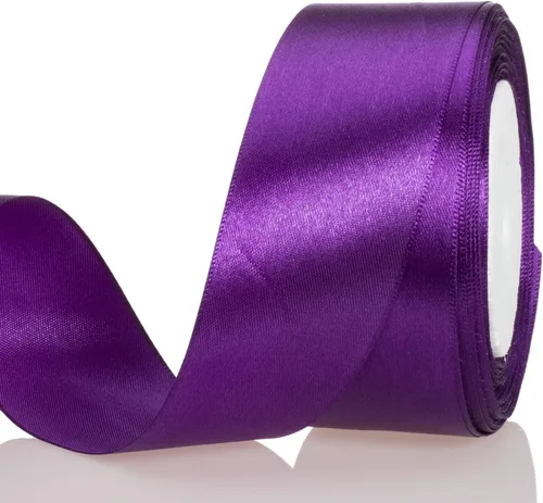 Atrbb Cinta de satén de 25 yardas, 1-1/2 pulgadas de ancho, perfecta para bodas, lazos hechos a mano y envoltura de regalos, morado 2-Morado
