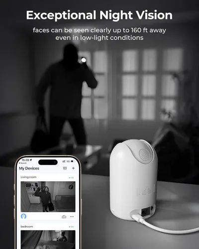 Miniatura 4 de Cámara de seguridad para el hogar FOSCAM R4S 4MP (2K) WiFi, cámara IP inalámbrica para interiores de 2.4/5GHz con detección humana AI y detección