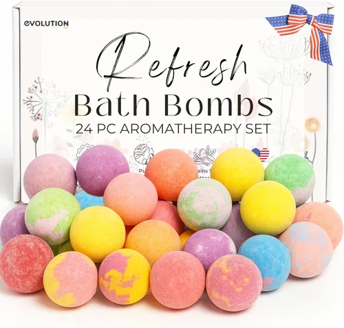Miniatura 10 de EvolutionUSA Juego de 12 bombas de baño Bloom con juguetes, adorable set de bombas de baño para niñas, bombas de baño burbujeantes para niños, bola