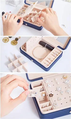 Miniatura 5 de Joyero para mujer, collar, aretes, anillos, accesorios de joyería, organizador