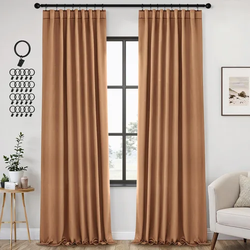 Miniatura 39 de ANRODUO Juego de 2 cortinas con bloqueo de luz del 99%, cortinas de 84 pulgadas de largo, cortinas negras para dormitorio, cortinas con aislamiento
