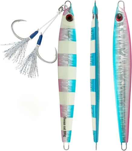 OCEAN CAT Plomo de metal plano de caída lenta pesca señuelos hundimiento vertical cebo de jigging con gancho de mariposa para pesca de agua salada