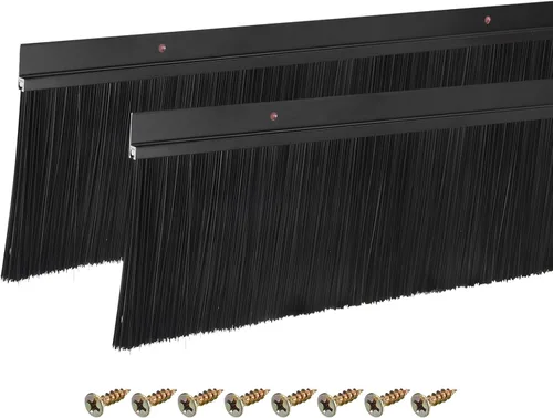 Miniatura 39 de uxcell 2 piezas cepillo de puerta barrido inferior forma H base de aleación de aluminio con cepillo de nailon de 0.4 pulgadas para hogar, industrial