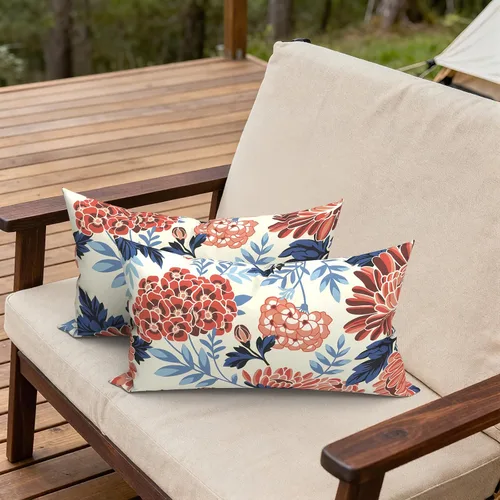 Miniatura 839 de Juego de 2 almohadas para exteriores de 16 x 16 pulgadas, repelentes al agua con interiores, para muebles de patio, hogar, jardín, geometría bohemia