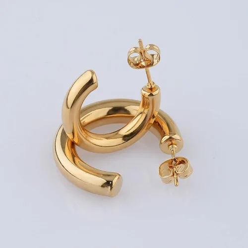 Miniatura 5 de Polite Society Hoop Gold Earrings for Women – 18K Gold Plated Earrings,Lightweight Timeless, hypoallergenic jewelry perfect for everyday wear or as