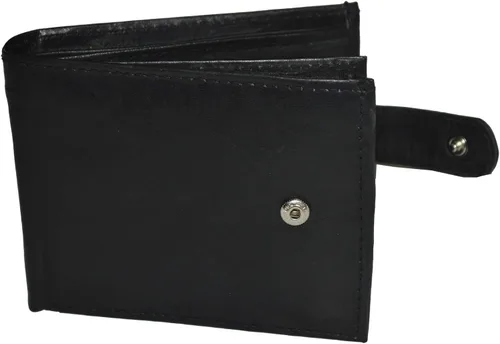 Miniatura 5 de Leatherboss Cartera plegable para hombre con cierre a presión, color negro de 4 x 3.14 pulgadas