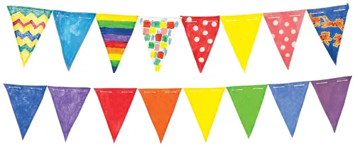 Miniatura 2 de Baker Ross EV858 Diseña tus propios banderines de tela, paquete de 15, para que los niños pinten, personalicen, decoren y exhiban para actividades