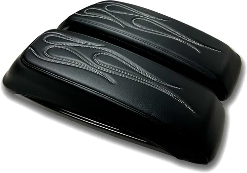 Miniatura 10 de 1993-2013 Premium Flame Saddlebag Tapas Tapas para Harley Davidson Negro