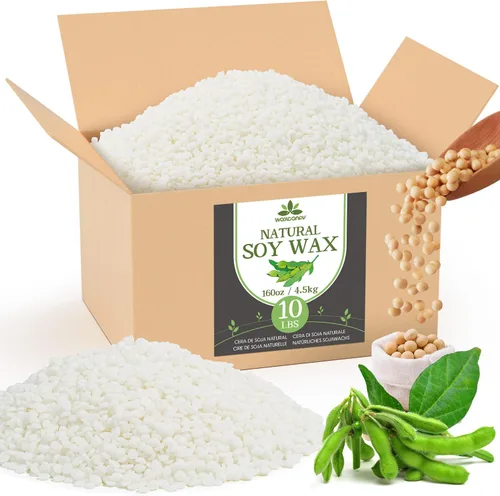 Cera de soja, cera de soja natural Waxcanpy para hacer velas, cera orgánica de vela de granja, sin aditivos, inofensiva y pura (10 libras)