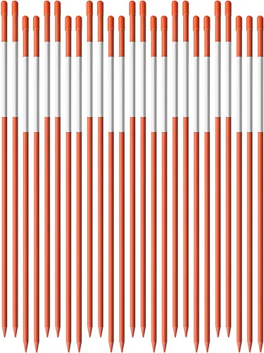 50 postes de fibra de vidrio con cinta reflectante, marcador multiusos de 48 pulgadas, 5/16 pulgadas, color naranja