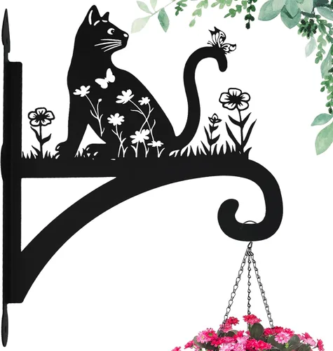 Miniatura 10 de Soporte para plantas colgantes de hierro resistente, silueta ornamental de gnomo, colgadores de plantas colgantes para exteriores, 12 pulgadas, Gnome